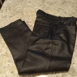 100% AUTHENTIC Men's EXECELLED Leather Relaxed Fit  BLACK Pants Size 36 NEW $100