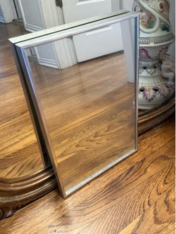 Vintage Silver Rectangular Wall Mirror Mid Century Modern