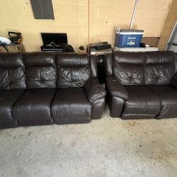 Matching Reclining Leather Sofa