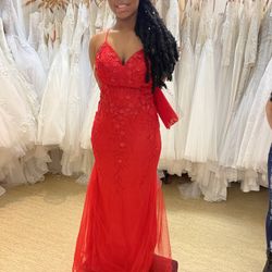 Red Embroidered Prom Dress