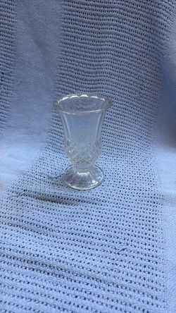 Clear Glass Footed Vase Diamond Pattern