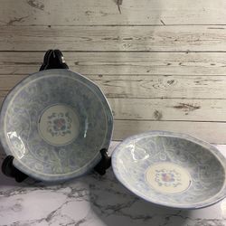 Hawaii Antique, Vintage Blue Porcelain Decorative Bowls Set Of 2 