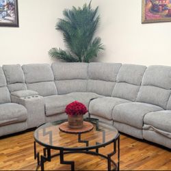 7-Piece Sectional Couch w/ 3 Recliners + FREE Coffee Table