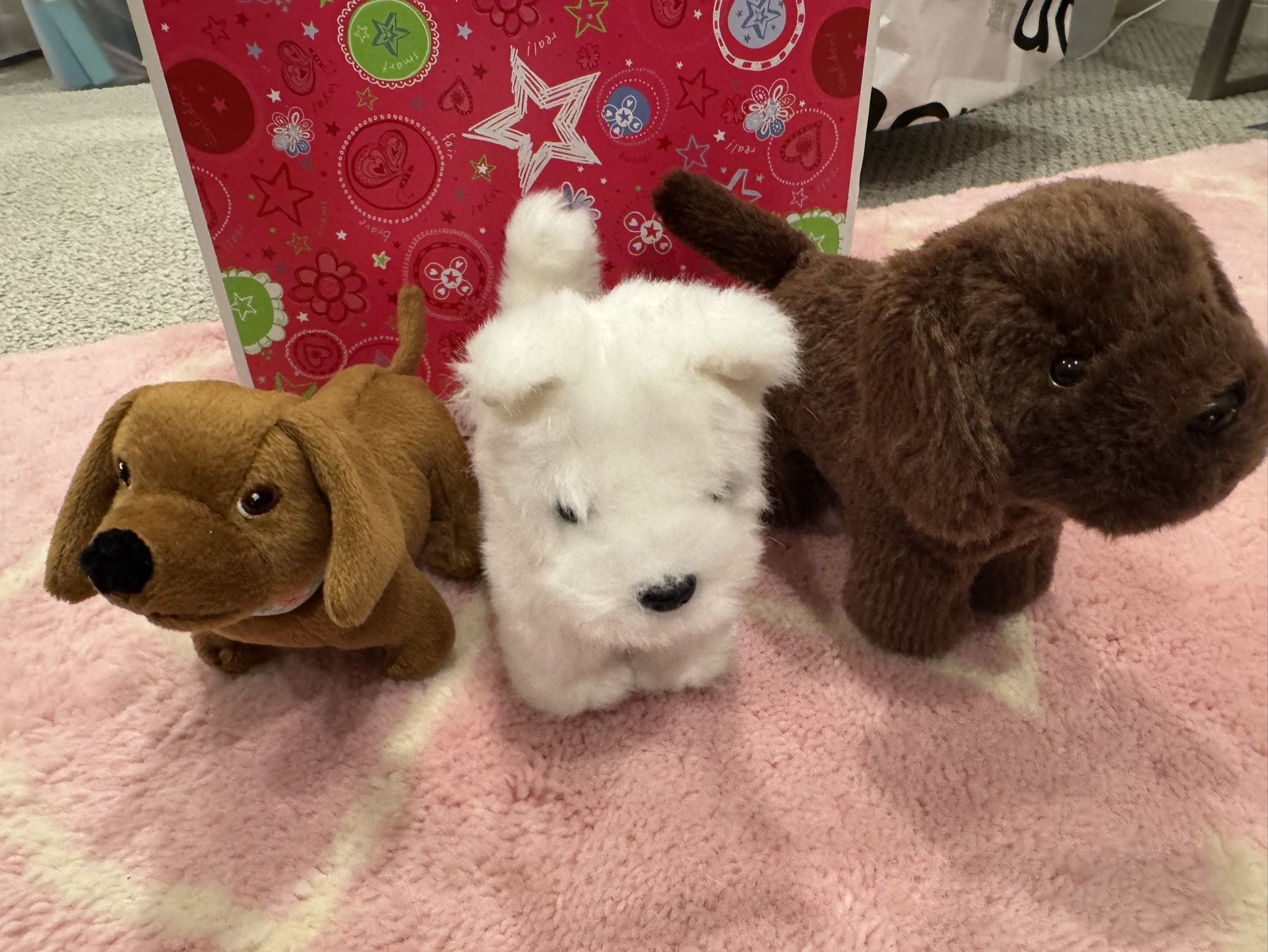 Three American Girl, Doll Dogs. I Think It’s Coconut Chip, Chocolate, Chip, And Scooter.