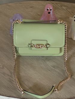 Green leather Michael Kors crossbody handbag