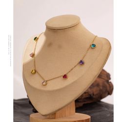 Heart Colorful Cubic Zirconia Necklace