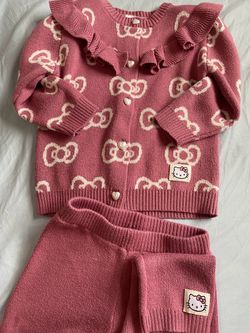 Pink and White Hello Kitty Sweater and Pant 3t Set