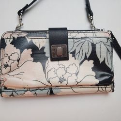 Sakroots Women's Black and Multicolor Floral Smartphone Wristlet ~ Wallet ~ Crossbody 