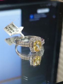 14k gold citrine and diamond ring