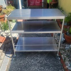 3 Tier Stainless Steel Rolling Kitchen Cart Trolley Cheap Cause Wheels Have No Rubber But Rolls Fine