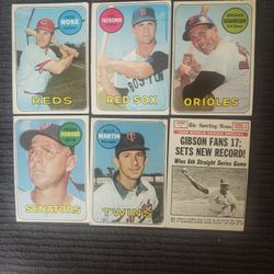 1969 TOPPS BASEBALL CARDS ROSE YAZ BROOKES GIBSON MANY MORE STARS 