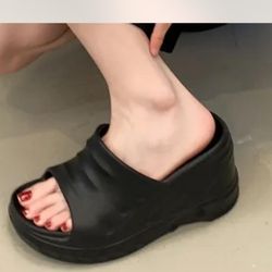 Black chunky platform slides fashion black,, ,,