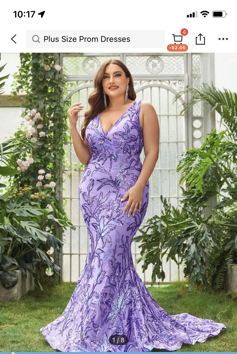 SHEIN purple Sparkly Prom Dress 3x