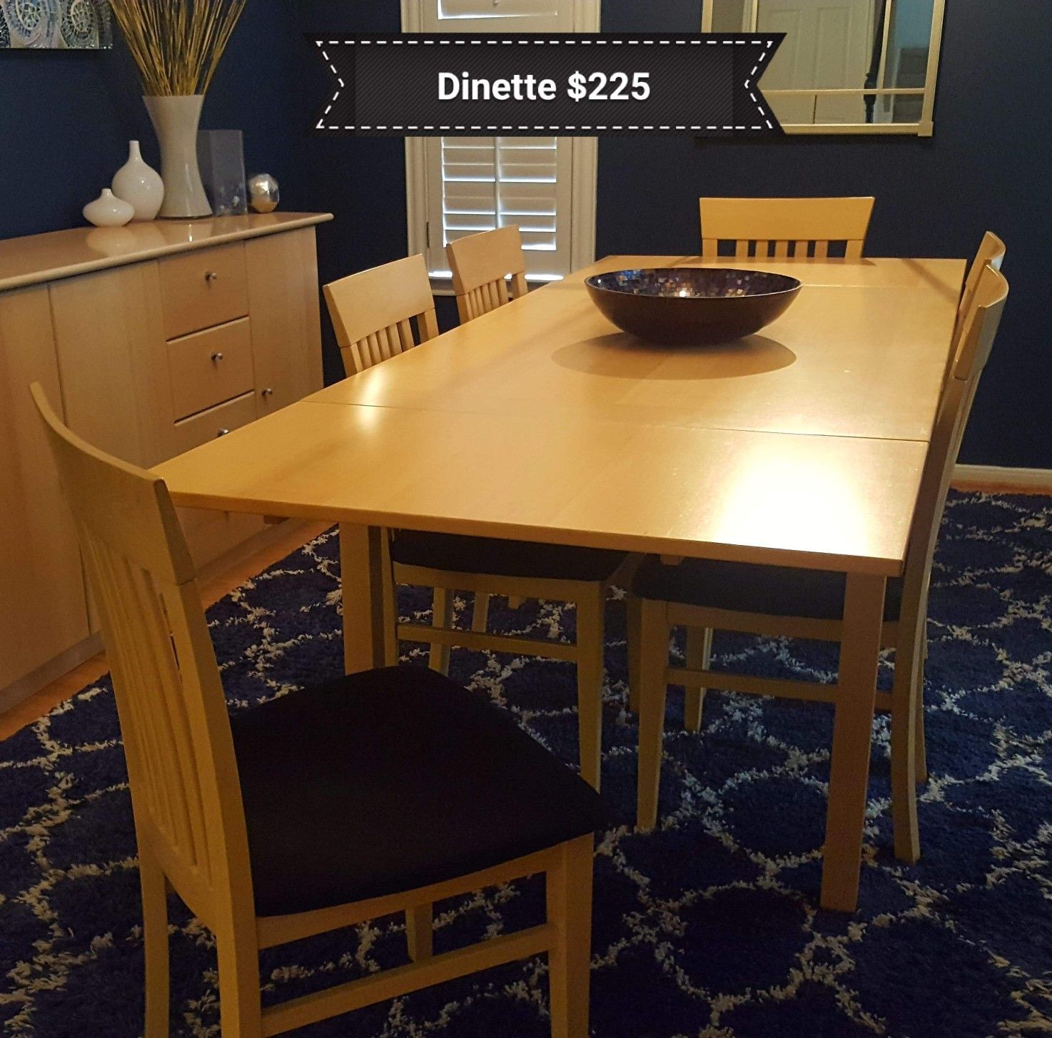 Dining room set (6 chairs) and leaflet wood table