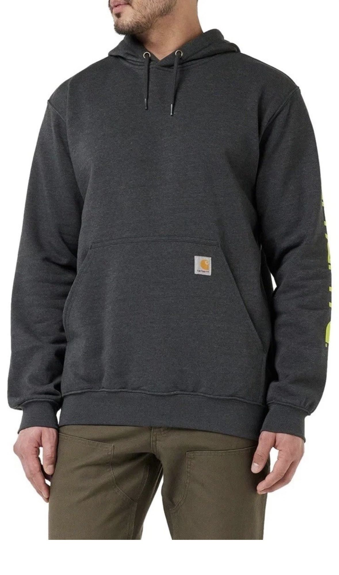 New Carhartt Men's Midweight Signature Sleeve Logo Hooded Sweatshirt
