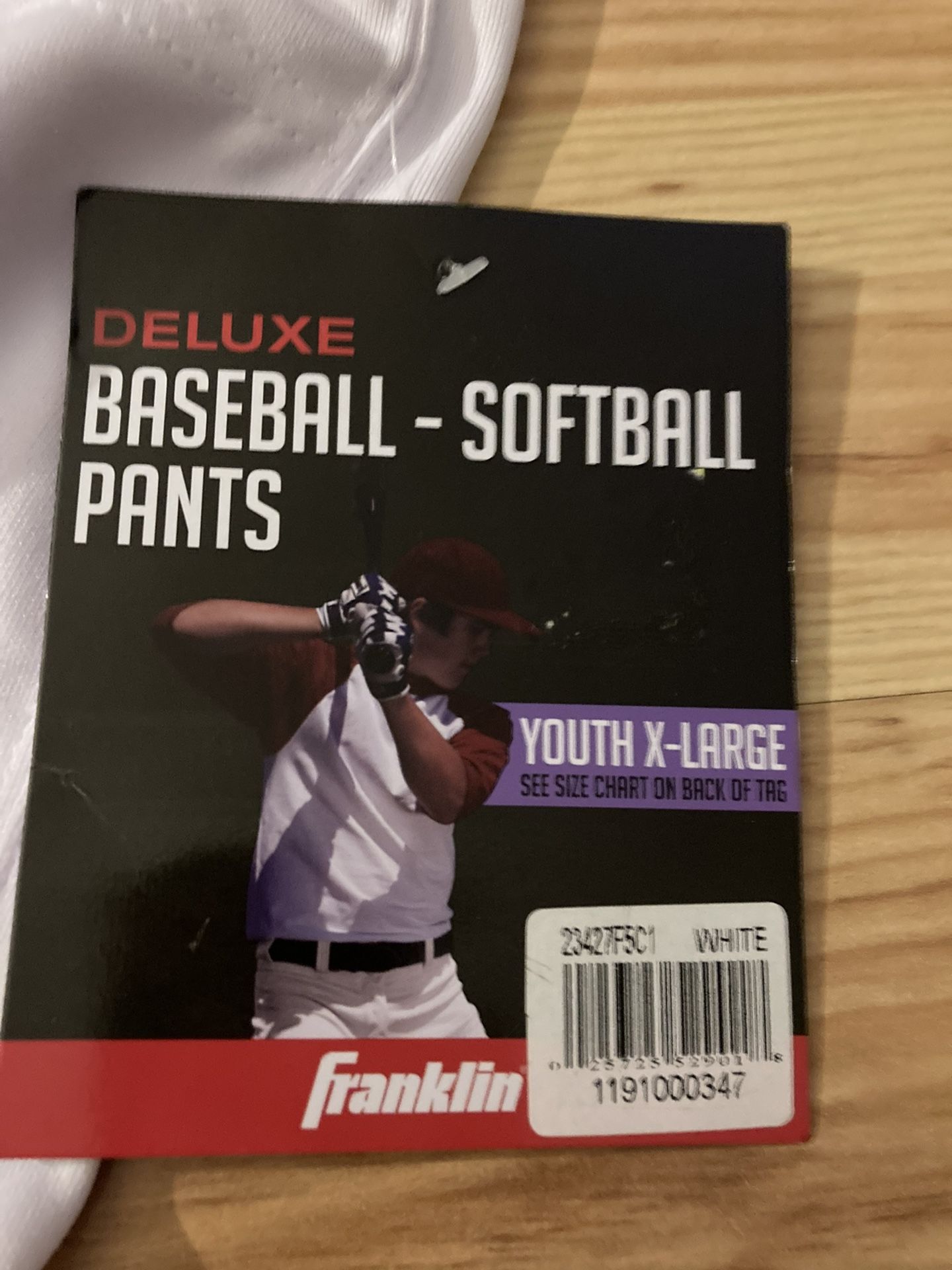 Franklin Deluxe Youth Baseball-Softball Pants Size Large White Unisex New