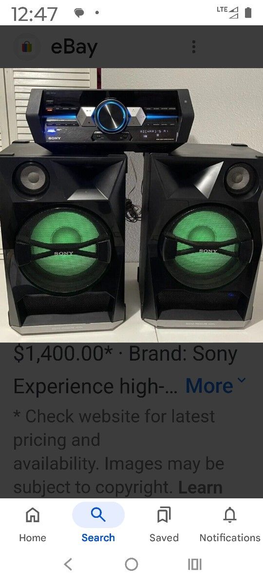 Sony Home Stereo System With Speakers