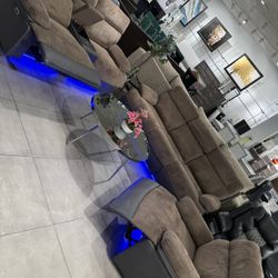 Power Recliner Sofa Set ✨ LED Lights 