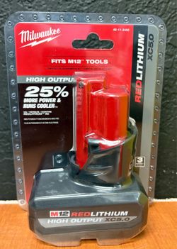 Milwaukee 48-11-2450 M12  RedLithium HIGH OUTPUT 5.0Ah XC5.0 Battery Pack