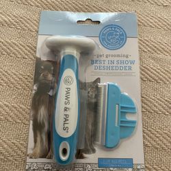 Pet Deshedder Comb, Blue And White 