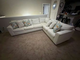 Large White Fabric Sectional Sofa