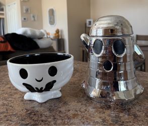 Halloween Ghost cookie car/candy ceramic bowl