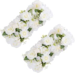 Flower Centerpieces for Tables - 10pcs Wedding Arch Artificial Flowers White Arrangements Center Piece for Reception, Living Room, Kitchen, Dining Ta