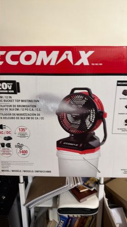 Ecomax 20V 12-Inch Bucket Top Misting Fan