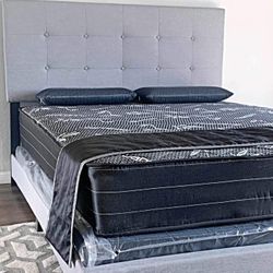 Brand New Queen Size Grey Bed Frame With New Mattress/Fast Delivery 