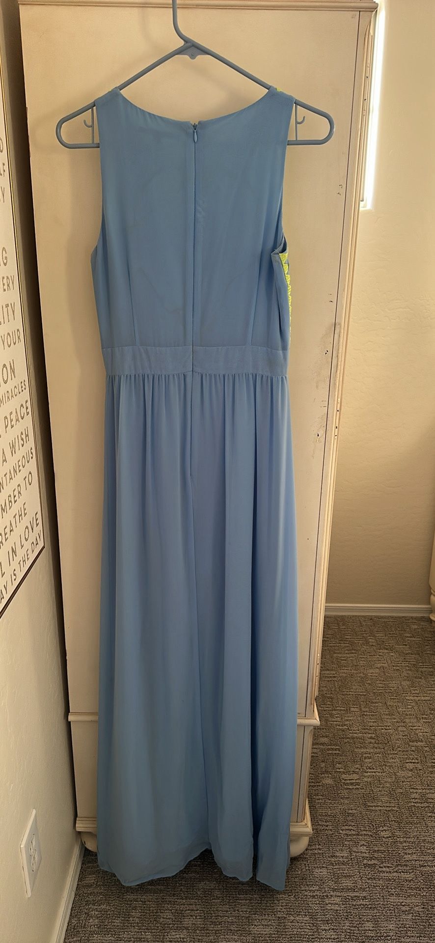 Light Blue and Green Chiffon Dress
