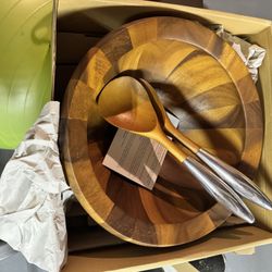 Nambe Wooden Salad Bowl - New