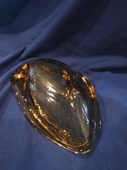 Amber Art Glass Ashtray ~7in