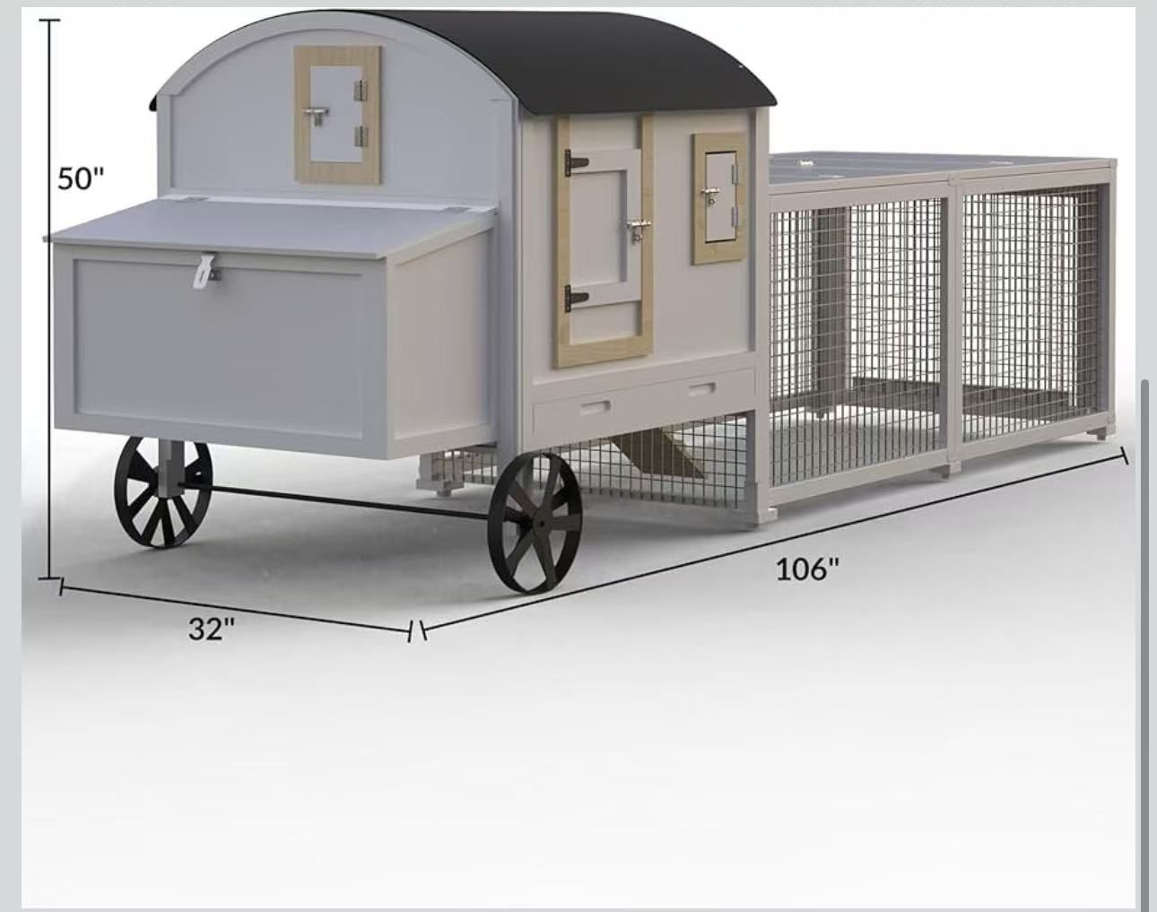 Chicken Coop for 3-5 Chickens, 106in Chicken Coop with Run, Outdoor Chicken Coop with Waterproof Roof