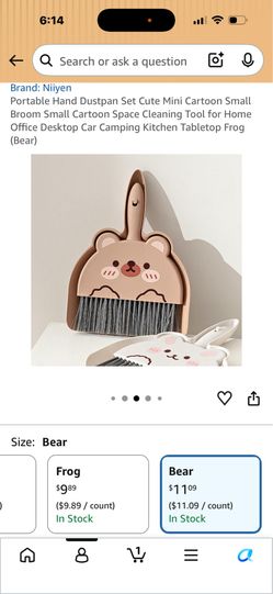 Portable Hand Dustpan Set Cute Mini Cartoon Small Broom Small Cartoon Space Cleaning Tool for Home Office Desktop Car Camping Kitchen Tabletop Frog (B