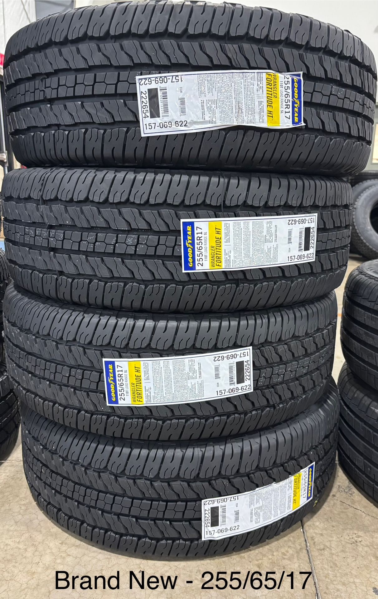 (4) - 255/65/17 Goodyear Wrangler Fortitude HT Tires
