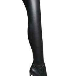 Brand New Steve Madden Black Paris Thigh High Leather Boots Sz 7.5 (still wrapped in box !)