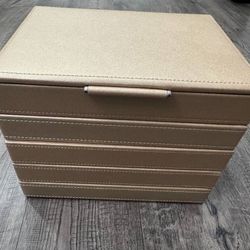 Golden Stackable 4-Layer Jewelry Display Tray Box – Elegant & Organize