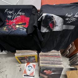 Vinyl Records 33 & 45s Plus Two Vintage Shirts