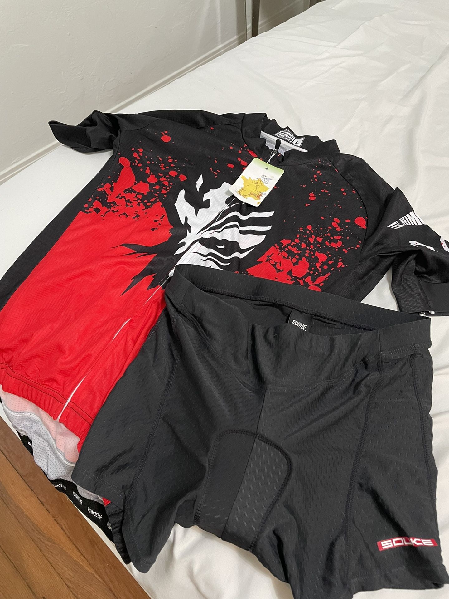 Cycling Outfit Jersey And Biking Tights With Cushion