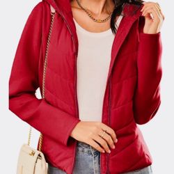 Women's Size 2X Quilted Lightweight Puffer Jacket, Red, NEW
