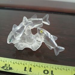 Swarovski crystal figurine depicting three South Sea fish