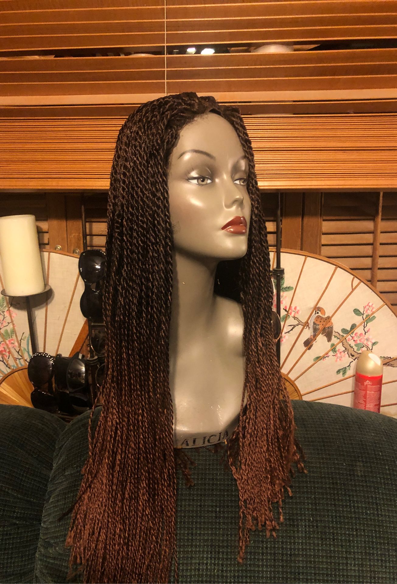 WIG, (CLIP-ON ) Long braid Extensions w/Laced front