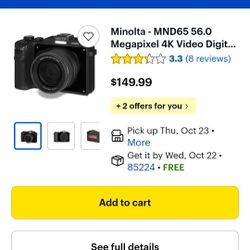 NEW IN BOX MINOLTA MND-65 4K PHOTO/VIDEO CAMERA - $75