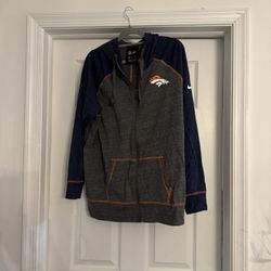 Women's NFL Denver Broncos Nike Heathered Charcoal/Navy Full-Zip Hoodie, Size XXL