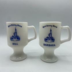 Vintage Walt Disney World Pedestal Milk Glass Mug