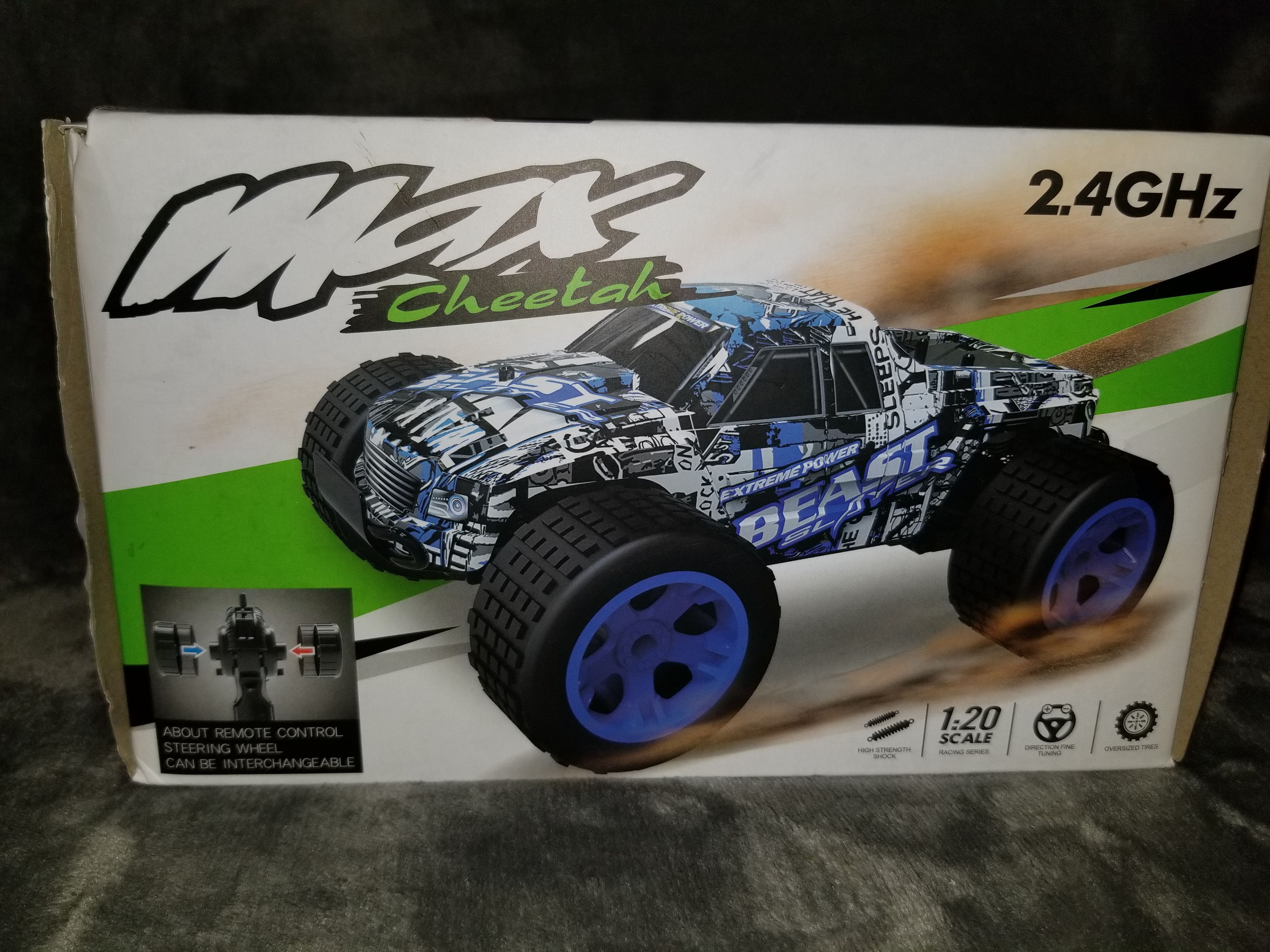 Cheetah King Remote Control Blue Toy Rally Truck RC Car 2.4 GHz 1:20 Scale Size