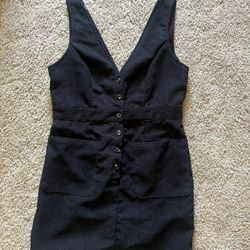 Black Button Up Overall Dress
