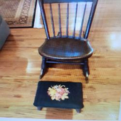 Vintage Rocker And Footstool