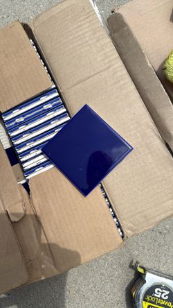 Blue square tile, half a box