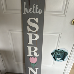 Hello Spring Porch  Sign with Stand